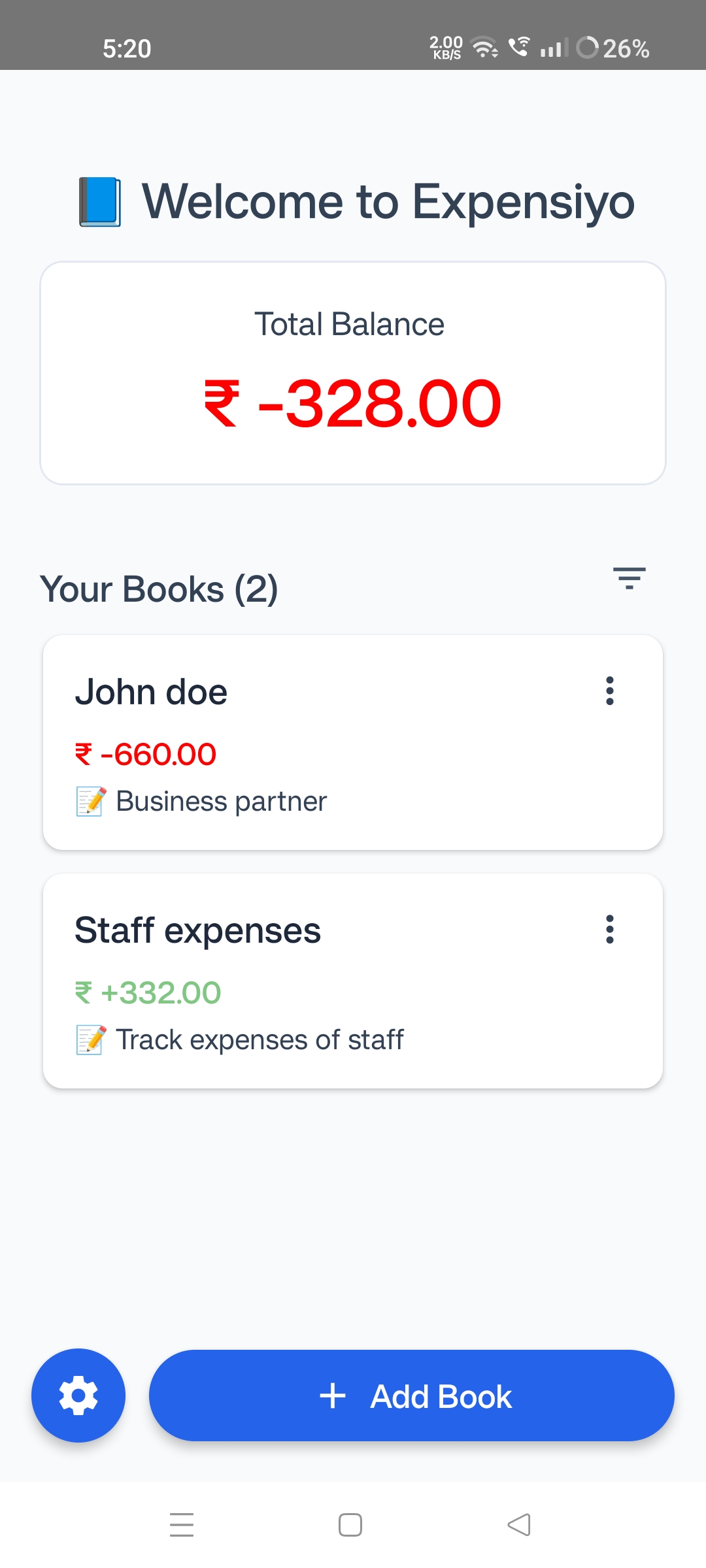 Expensiyo App Dashboard
